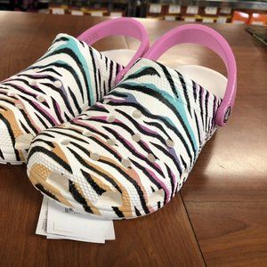 Girls Crocs Classic Zebra Print Clogs 207600-94S